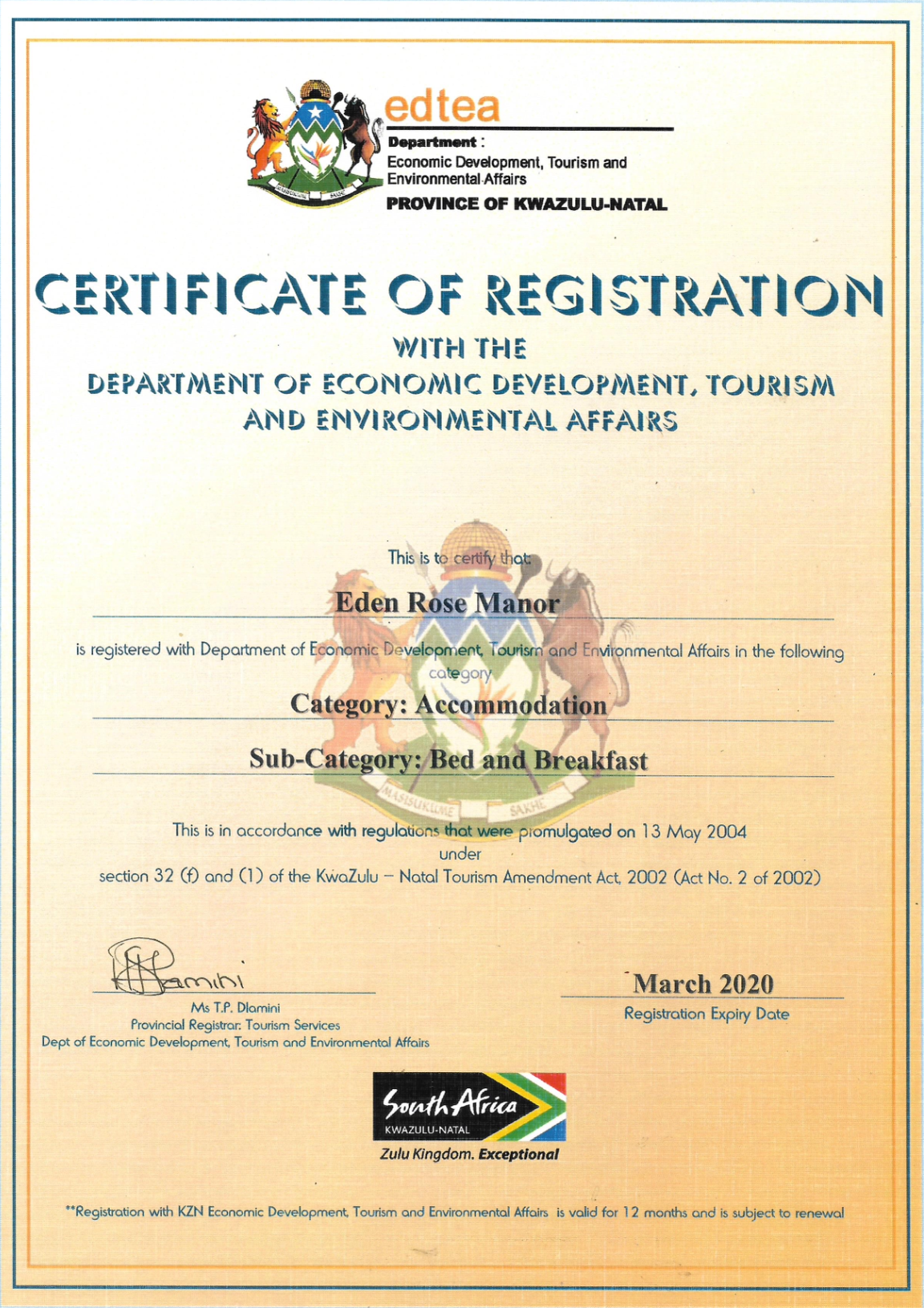 EDTEA Certificate